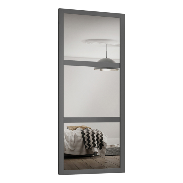 Spacepro Shaker Single Panel Graphite Frame Mirror Sliding Door 2220 x 610mm - image 1