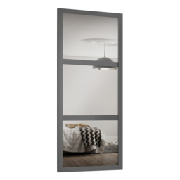 Spacepro Shaker Single Panel Graphite Frame Mirror Sliding Door 2220 x 610mm - thumbnail 1