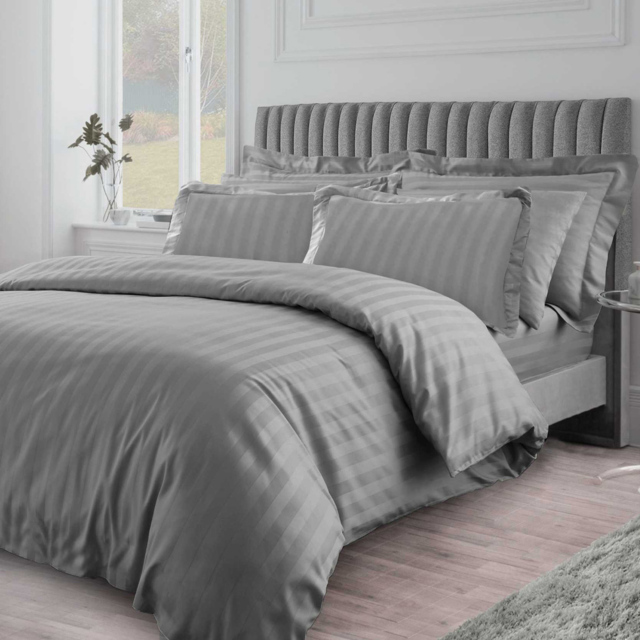 Velosso Hilton Single Charcoal Stripe Duvet Set