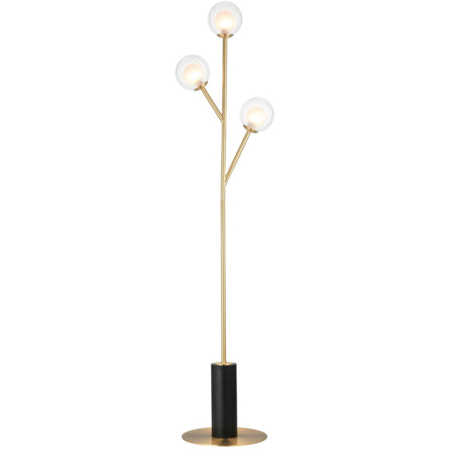 Merano Rome 3 Light Glass Satin Brass Plate Floor Lamp - image 1