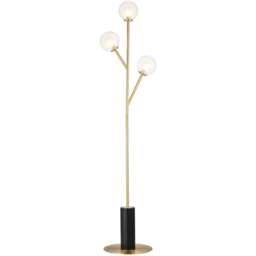 Merano Rome 3 Light Glass Satin Brass Plate Floor Lamp