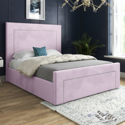 Lucca Pink Small Single Velvet Upholstered Bed Frame with High Headboard