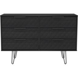 Crowndale Harlequin 6 Drawer Black Ash Wide Chest of Drawers Ready Assembled - thumbnail 3
