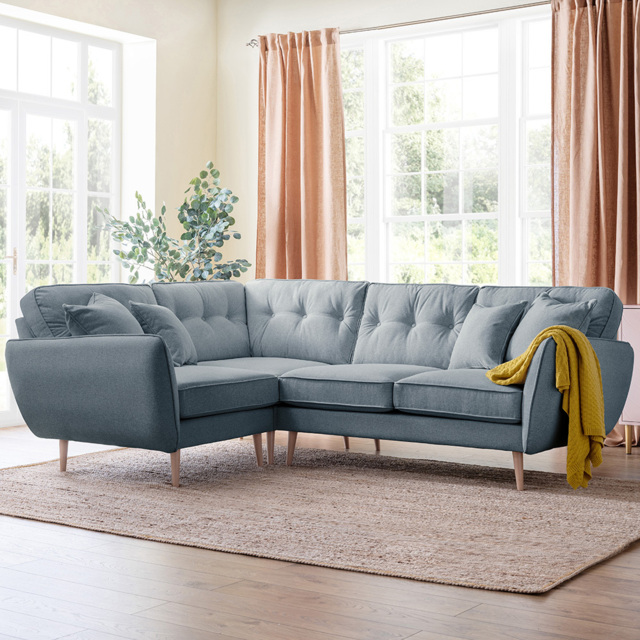Opry Faro 4 Seater Button Back Denim Right Hand Corner Sofa - image 1