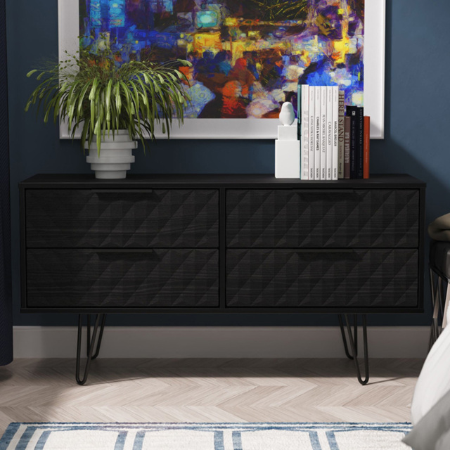 Crowndale Harlequin 4 Drawer Black Ash Bed Box Ready Assembled - image 1
