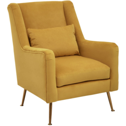 Premier Housewares Doucet Yellow Velvet Gold Finish Legs Chair - thumbnail 2