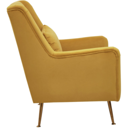 Premier Housewares Doucet Yellow Velvet Gold Finish Legs Chair - thumbnail 4