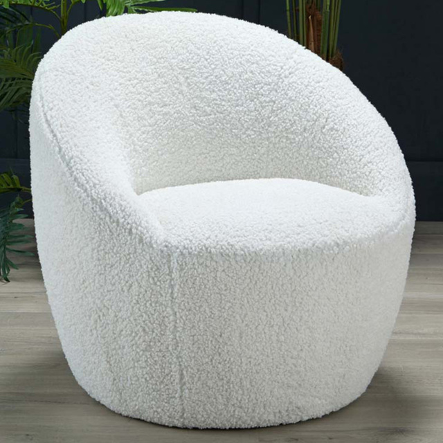 Cocoon Off White Boucle Fabric Chair - image 1