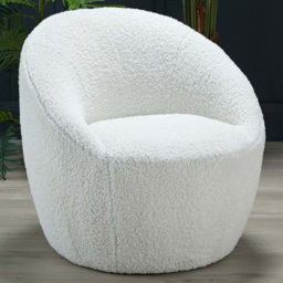 Cocoon Off White Boucle Fabric Chair