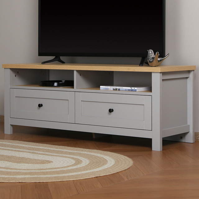 Home Garden Direct Wiltshire 2 Drawer 2 Shelf Grey TV Unit - image 1