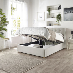 Catherine Lansfield Utopia Double Light Silver Velvet Ottoman Wing Bed - thumbnail 3