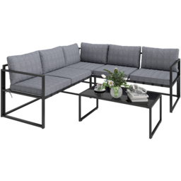 Outsunny Grey 5 Seater Garden Corner Lounge Set - thumbnail 2