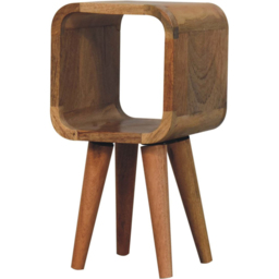 Artisan Furniture Extra Mini Oak-ish Single Shelf Solid Wood Minimalist Open Curved Bedside Table - thumbnail 4