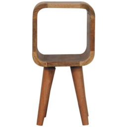 Artisan Furniture Extra Mini Oak-ish Single Shelf Solid Wood Minimalist Open Curved Bedside Table - thumbnail 2