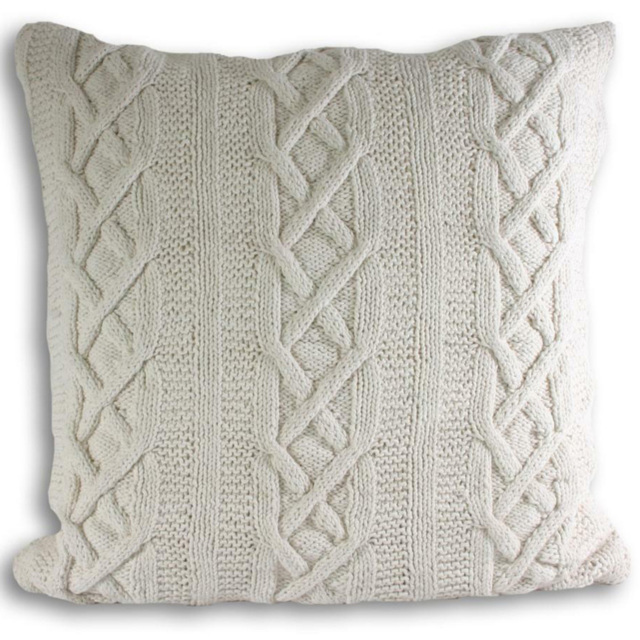 Paoletti Aran Cable Knit Cream Cushion