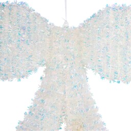Jingle Bell Boogie 40cm White Iridescent LED Tinsel Bow - thumbnail 4
