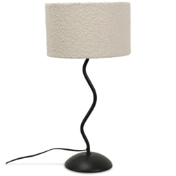 ValueLights Wiggle Black and Cream Boucle Shade Metal LED Table Lamp