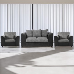 Luxor 4 Seater Black and Grey Jumbo Cord Sofa Set with Scatter Back - thumbnail 1