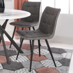 Rodeo Set of 2 Dark Grey Suede Effect Dining Chair