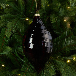 Blushing Ballroom Plum Glass Christmas Droplet Bauble 20cm - thumbnail 2