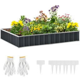 Outsunny Black Metal Raised Garden Bed Planter with Gloves 30 x 90 x 258cm - thumbnail 3