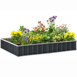 Outsunny Black Metal Raised Garden Bed Planter with Gloves 30 x 90 x 258cm - thumbnail 1
