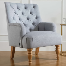 Padstow Button Back Grey Armchair - thumbnail 1