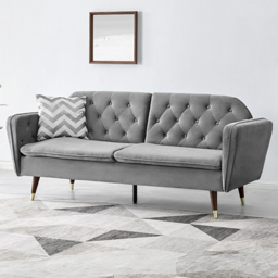 Home Detail Whitby 2 Seater Dark Grey Velvet Sofa Bed