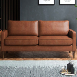 Regan Faux Leather Tan 3 Seater Sofa