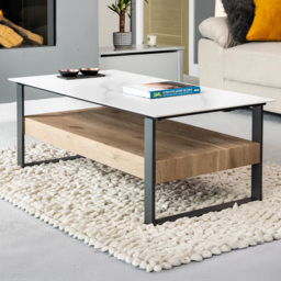 Artemis Home Ascent Single Shelf Light Grey Rectangular Stone Coffee Table - thumbnail 1