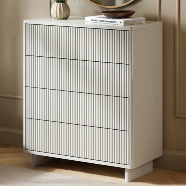 SOLACE+CO Velmor White 5 Drawer Ribbed Chest of Drawers - image 1