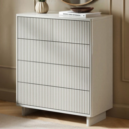 SOLACE+CO Velmor White 5 Drawer Ribbed Chest of Drawers - thumbnail 1