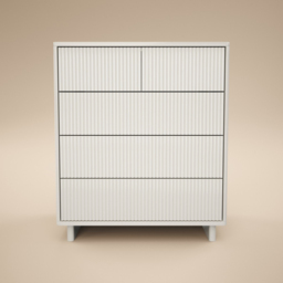 SOLACE+CO Velmor White 5 Drawer Ribbed Chest of Drawers - thumbnail 3