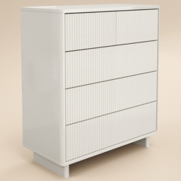 SOLACE+CO Velmor White 5 Drawer Ribbed Chest of Drawers - thumbnail 2