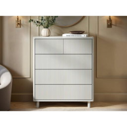 SOLACE+CO Velmor White 5 Drawer Ribbed Chest of Drawers - thumbnail 4