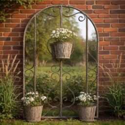 Serenity Dove Grey Garden Mirror with Planter 89 x 50cm - thumbnail 2