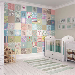 Origin Murals Alice in Wonderland Patchwork Wall Mural - thumbnail 1
