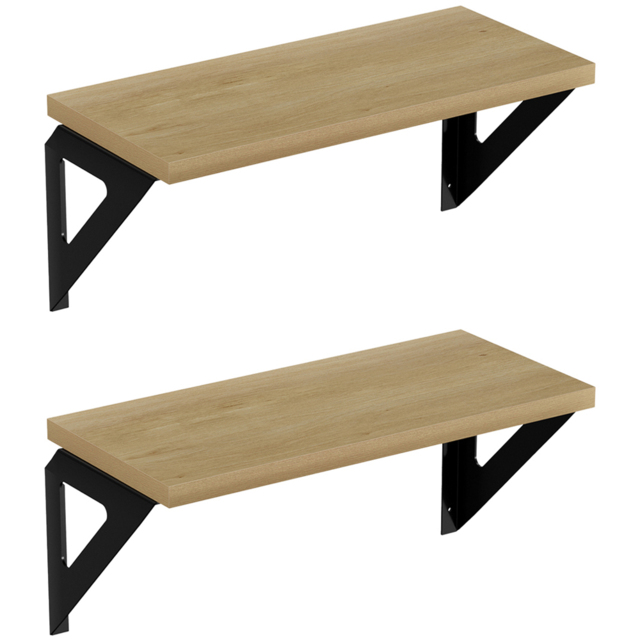 Homebase Light Oak Effect Shelf with Black Brackets 2 Pack - image 1