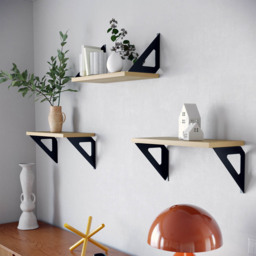 Homebase Light Oak Effect Shelf with Black Brackets 2 Pack - thumbnail 2