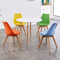 Kosy Koala 4 Seater Plastic and Faux Leather Round Dining Set Multicolour