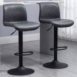 Portland Dark Grey Swivel Base Bar Stool Set of 2 - thumbnail 1