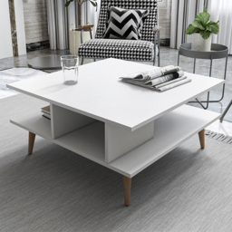 Decorotika Akya White Wide Coffee Table - thumbnail 1
