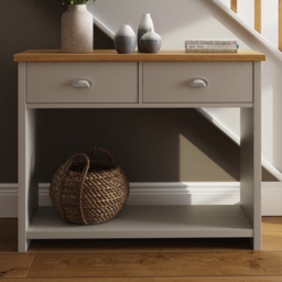 GFW Lancaster 2 Drawer Grey Console Table