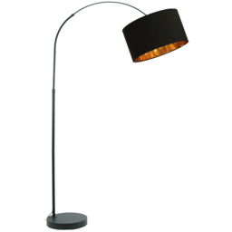 ValueLights Louis Black and Gold Shade Black Curved LED Floor Lamp
