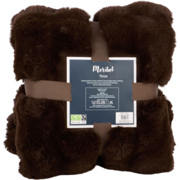 Meribel Faux Fur Plush Throw Chocolate - thumbnail 3