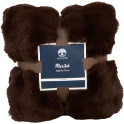 Meribel Faux Fur Plush Throw Chocolate - thumbnail 2