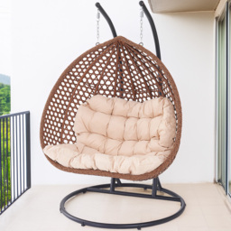 Henley 2 Seater Rattan Cream Swing Egg Pod Chair