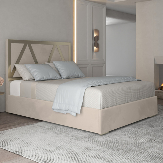 Alison Silver Single Velvet Upholstered Metal Bed Frame with Panelled Headboard - image 1