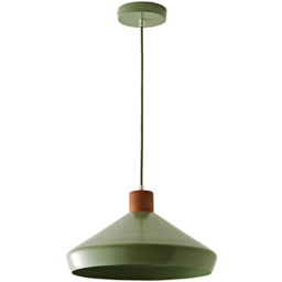 ValueLights Parker Green and Walnut Ceiling Pendant Shade and Bulb