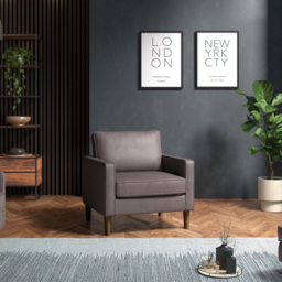 Regan Faux Leather Grey Armchair - thumbnail 4